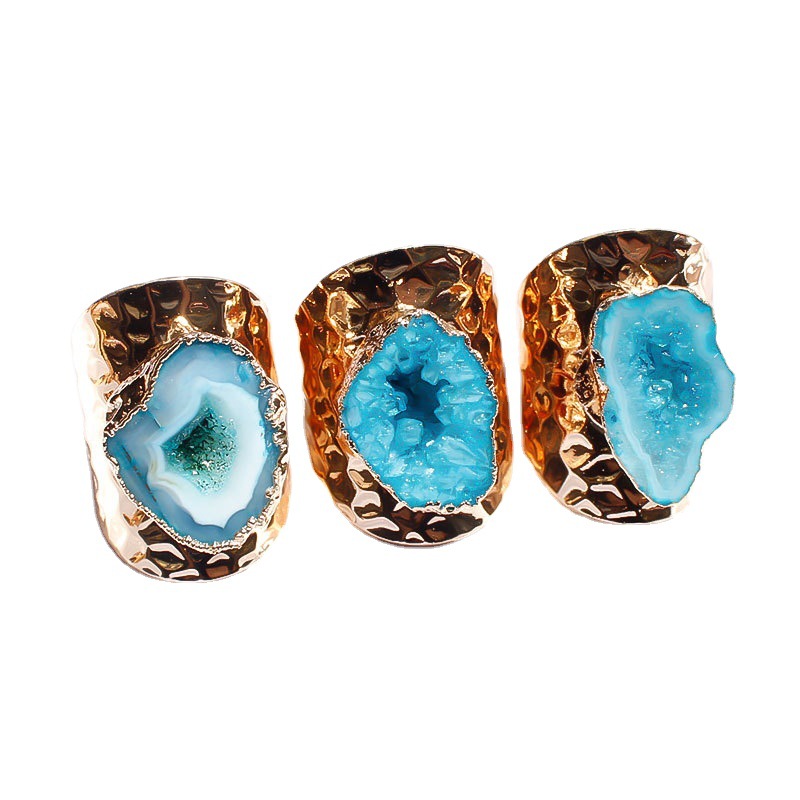 Natural Agate Crystal Stone Ring